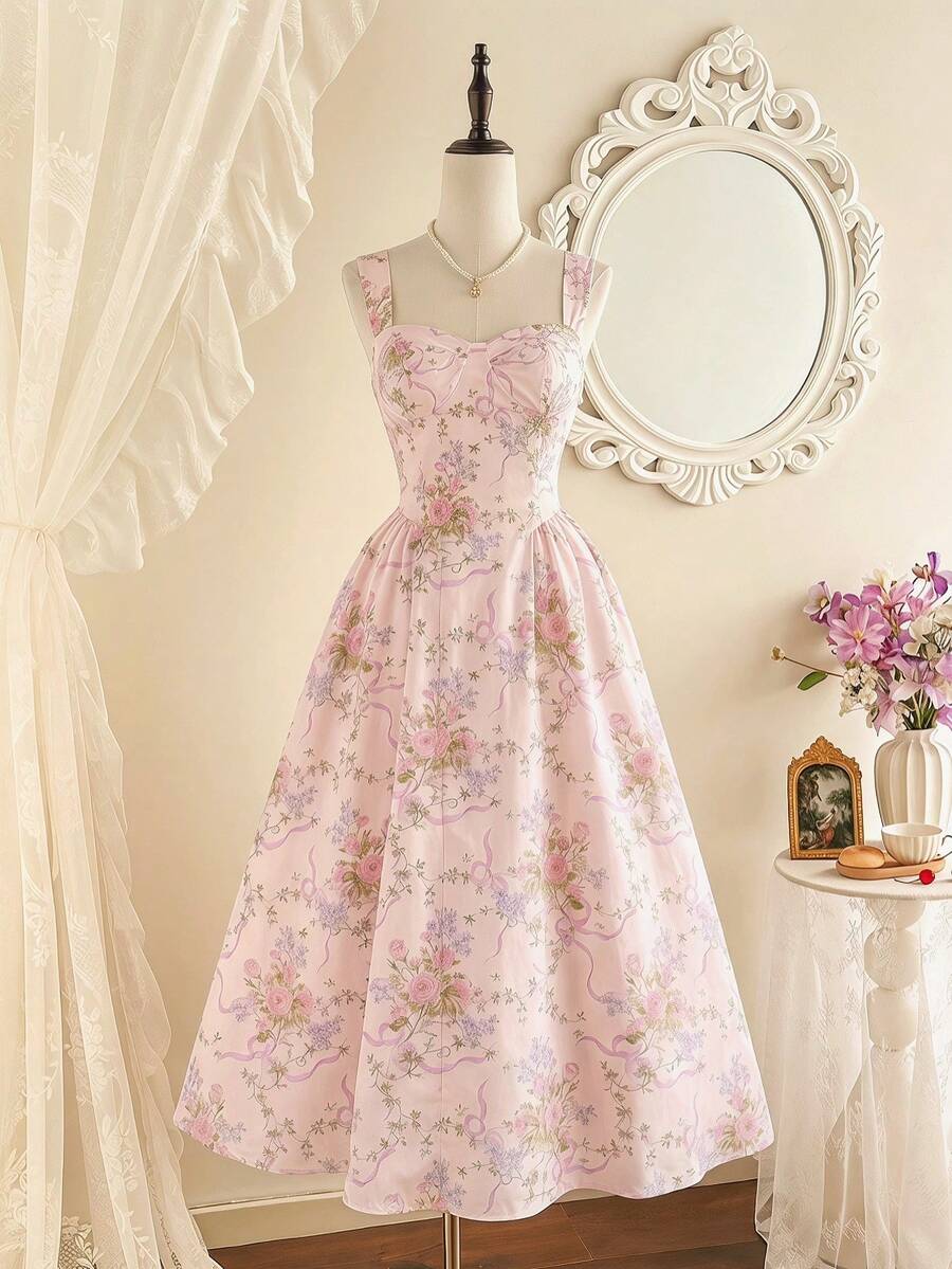 Vintage Fashion Patterns - Pink Floral Vintage Tea Party Dress