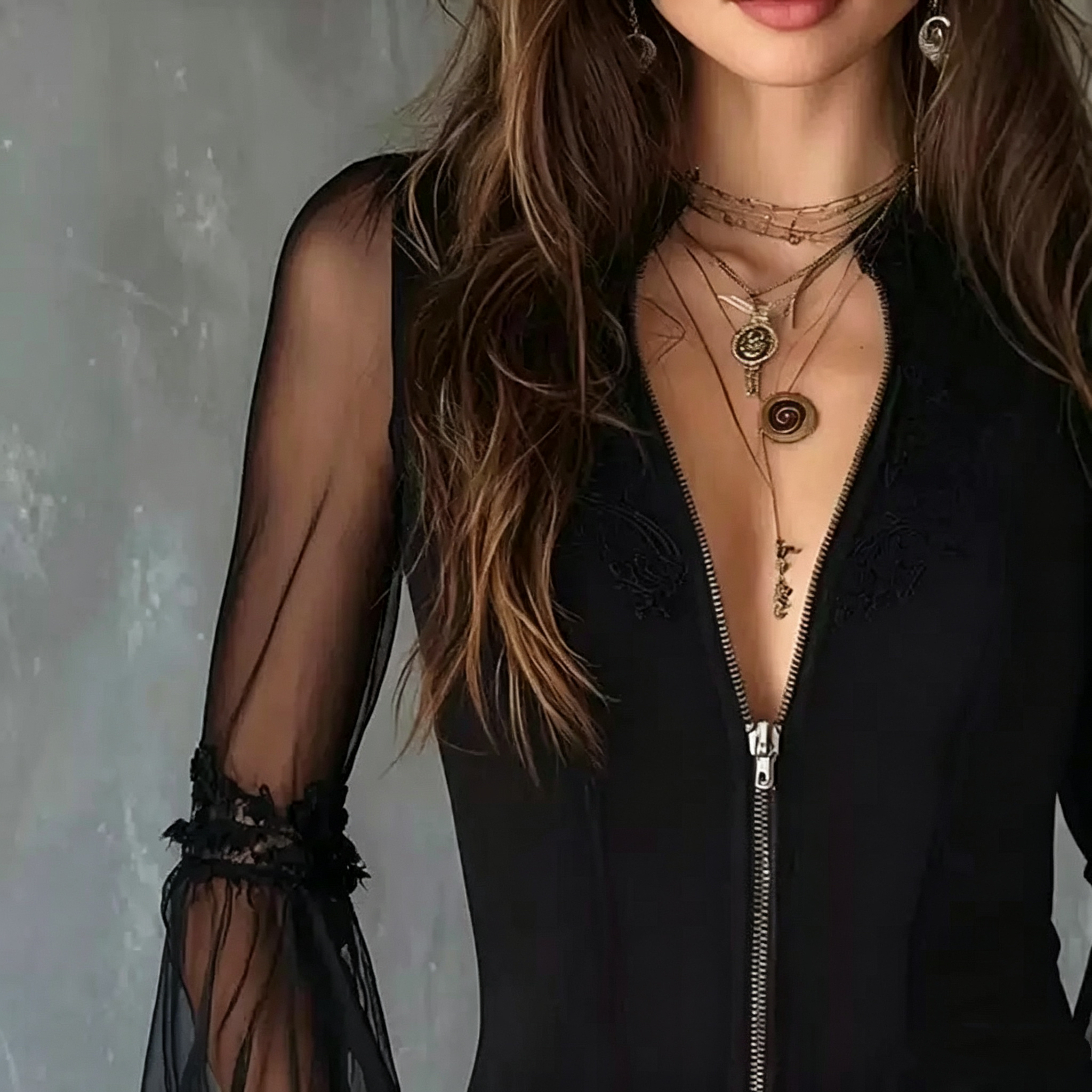 Ladies Black round Neck Long S - огляд і ціна Vintage Fashion Necklace